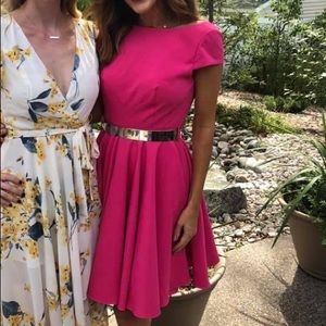 Ieena by Mac Duggal pink dress with silver belt